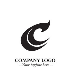 Obraz premium Elegant Black Wave Logo Symbol on a Clean White Background for Modern Minimalist Branding Design Art