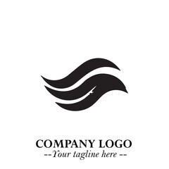 Elegant Black Wave Logo Symbol on a Clean White Background for Modern Minimalist Branding Design Art