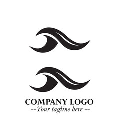 Obraz premium Elegant Black Wave Logo Symbol on a Clean White Background for Modern Minimalist Branding Design Art