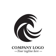 Elegant Black Wave Logo Symbol on a Clean White Background for Modern Minimalist Branding Design Art