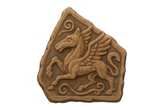 Pegasus mythical creature bas-relief stone carving