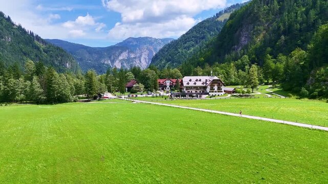 Drone Slovenia 4k. Logar Valley, one of the most beautiful alpine valleys in Europe, located in the Alps of northern Slovenia.&nbsp;popular summer travel tourism destination for hiking in Europe.
