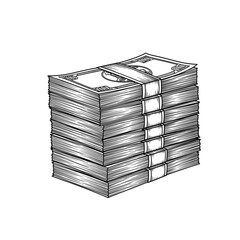 Engraving of a Stack of Money Tied with a Strap