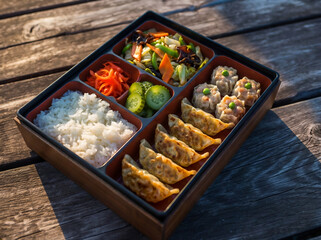 餃子とシュウマイの入った中華弁当