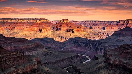 Grand Canyon National Park at Sunset - A Majestic Vista.