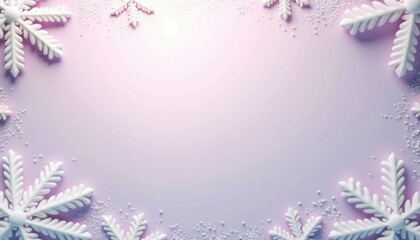 Snowflakes and glitter on soft pastel background for winter decor  