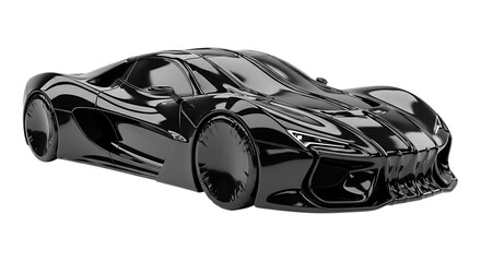 Obraz premium sleek black futuristic sports car, with aerodynamic design, cutout, PNG isolated on white or transparent background