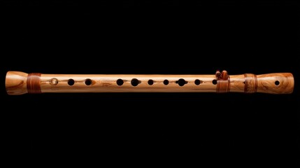 Naklejka premium Bansuri flute with detailed finger holes and natural grain, isolated for product display