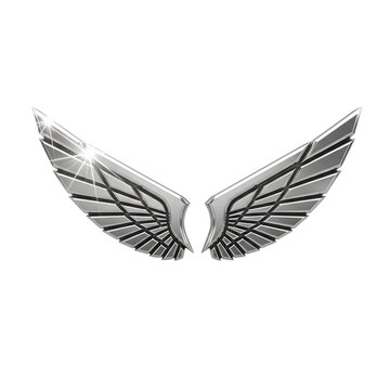 Pair of Silver Wings Symbolizing Freedom and Flight.