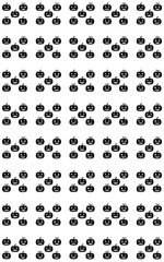 Jack-o'-lantern grid in cartoon silhouette style on transparent background