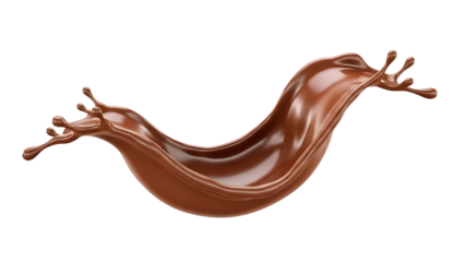 Rich Chocolate Liquid Splash Wave, with Droplets, cutout, PNG isolated on white or transparent background