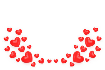 Red Cute hearts border frame with rendering heart style good for Valentine's Day