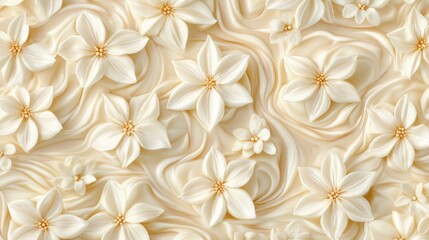 Delicate cream flowers in swirling pattern
