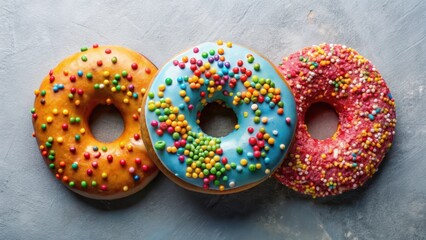 Colorful pastry donut chart with sprinkles and glaze, desserts, tasty,  desserts, tasty, vibrant