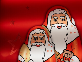 Two Santa Claus for Advertising with mild Red Colours. High quality photo