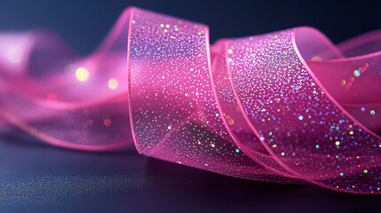 Elegant pink ribbon with sparkling glitter adds a touch of glamour and celebration to your designs perfect for Valentine's Day or a special occasion