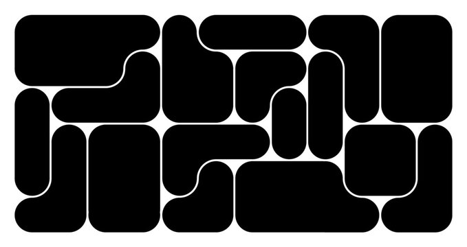 Bento Grid Abstract Pattern. Organic Shapes Figured Collage. Geometric Modern Vector Background. Creative UI Graphic Concept.