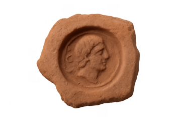 Ancient roman terracotta medallion with profile portrait