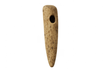 Prehistoric bone tool with hole, ancient primitive artifact