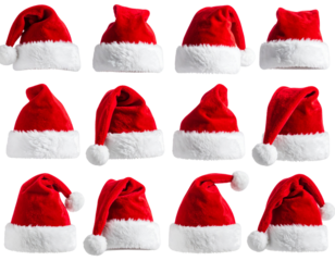 Untitled design - Set of Classic Santa Claus Hats in Various Angles, Clean Holiday Collage, Transparent PNG (2)