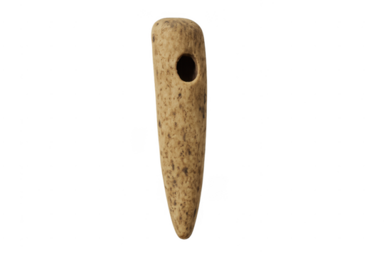 Prehistoric bone tool with hole, ancient primitive artifact