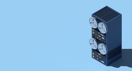 Server rack. Isometric server. Server network equipment. Computer network technology. Isometric technology