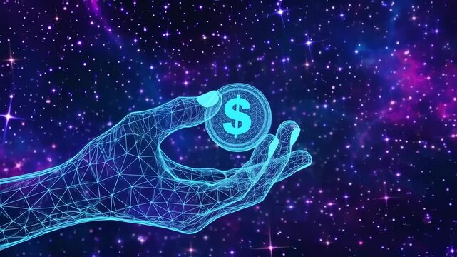 Cosmic Currency - A Digital Hand Offering Financial Opportunity in Space.