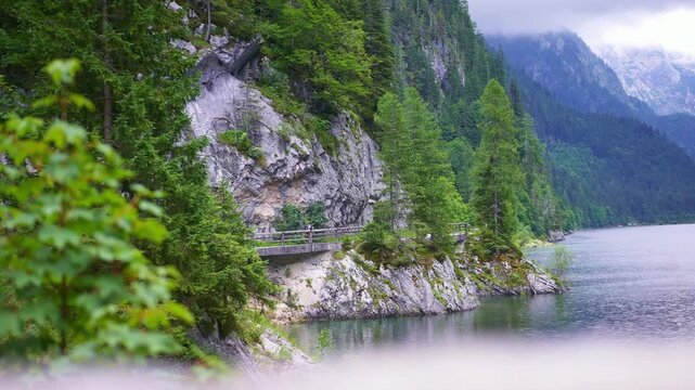 Day hike around Lake Gosausee, one of Austria's most breathtaking alpine lakes.&nbsp;popular summer travel tourism destination for hiking in Europe.