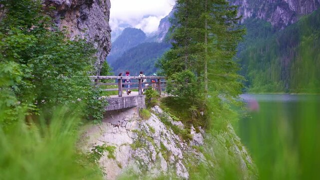 Day hike around Lake Gosausee, one of Austria's most breathtaking alpine lakes.&nbsp;popular summer travel tourism destination for hiking in Europe.