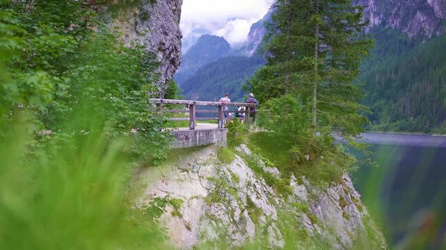 Day hike around Lake Gosausee, one of Austria's most breathtaking alpine lakes.&nbsp;popular summer travel tourism destination for hiking in Europe.