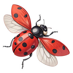 Bright Red Ladybug Taking Flight