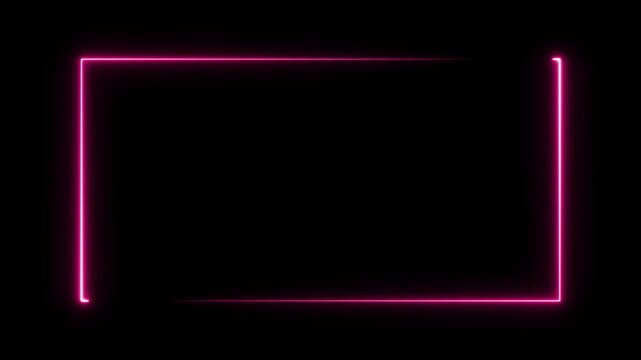 A bright pink neon rectangle border glows on a black background with a subtle glow effect frame
