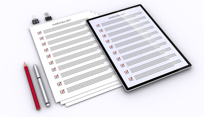 紙のチェックシートとタブレットのチェックリスト、チェックリストのデジタル化