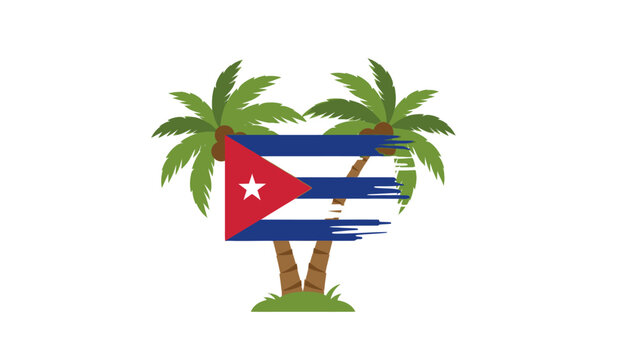 Cuban flag design with palm trees, embodying national pride and tropical vacation vibes.