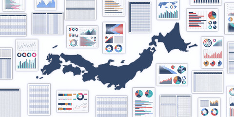 ビジネス資料と日本地図