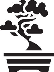 Bonsai Tree Plant Glyph Icon Illustration Vector