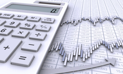 電卓と金融チャート