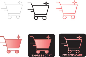 Minimalist shopping cart icons for express checkout, online retail, and e-commerce services