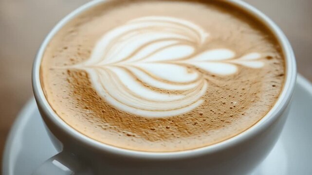 Delicious latte art variations in white ceramic cups, showcasing beautiful coffee designs