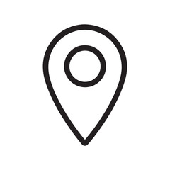 Black Location Pin Icon on White Background