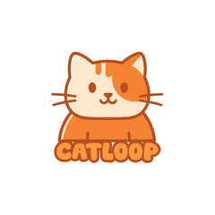 Adorable orange and white kitty logo