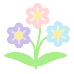 Cute simple pastel flower clipart &ndash; kawaii floral illustration