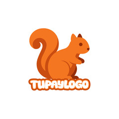 Whimsical squirrel mascot with bold lettering