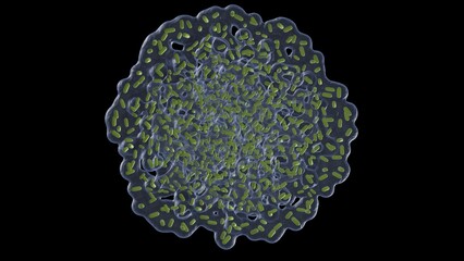 Biofilm formation on flat surface. Buildup of biofilm forming on solid material. 3d render illustration.