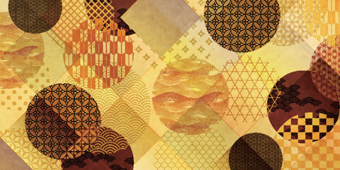 ベージュ　和柄　模様　背景