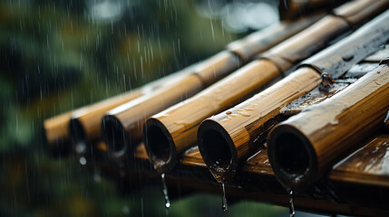 Bamboo Water Feature Serene Rain Drainage and Natural Design