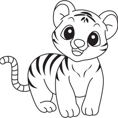 Stylish tiger line art great for DIY crafts, scrapbooking, or kids’ apparel with playful yet detailed design