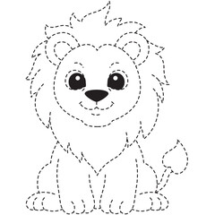 Playful lion cub outline perfect for coloring books, party invitations, or children’s room decorations with bold mane