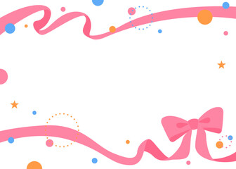 リボンのデコレーションフレーム、円形オブジェクト、ポップなデザイン