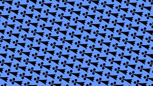 Seamless black mink pattern animation on a royal blue background. Modern heraldic texture.